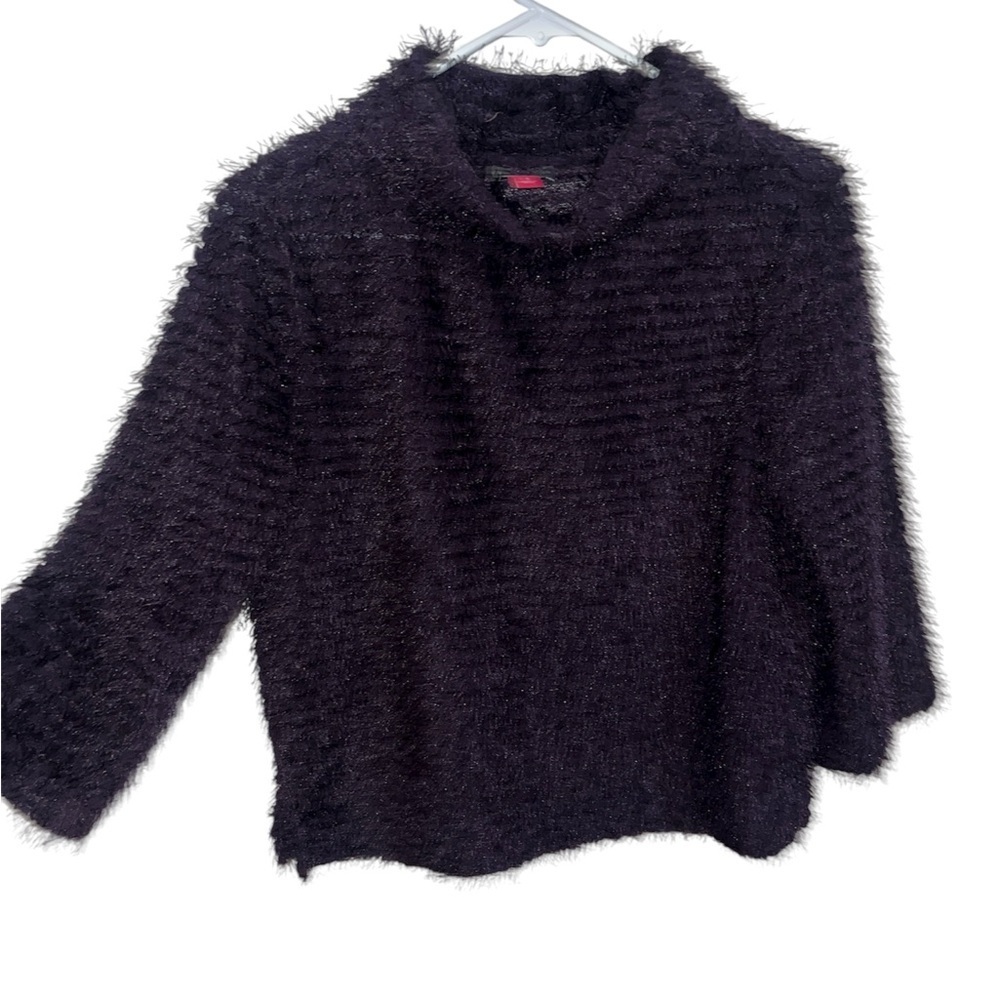 Vince Camuto Textured Black Turtleneck Sweater
